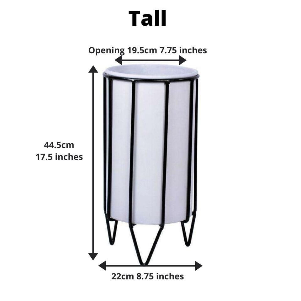 Mati - White Planter With Black Stand 