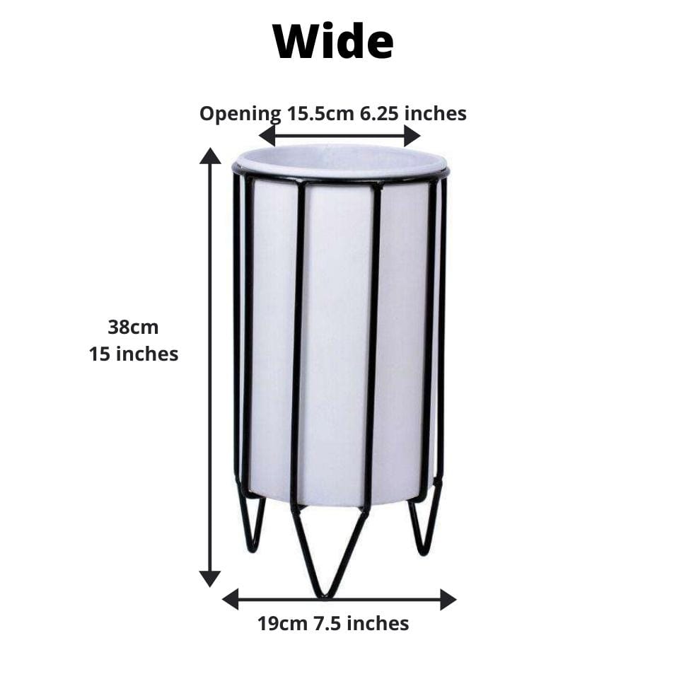 Mati - White Planter With Black Stand 