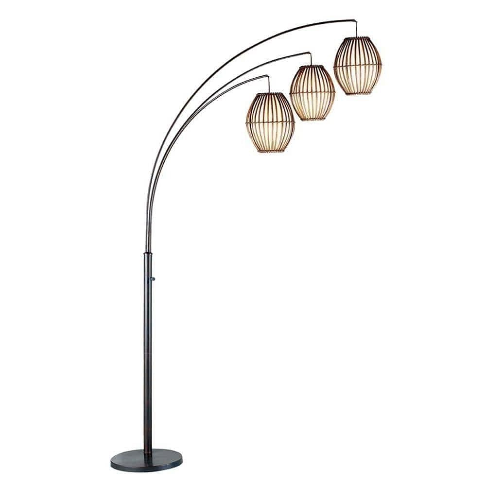 Modern Mid-Century Bohemian 82-inch Arch Floor Lamp with 3 Barrel Lights - Free Shipping