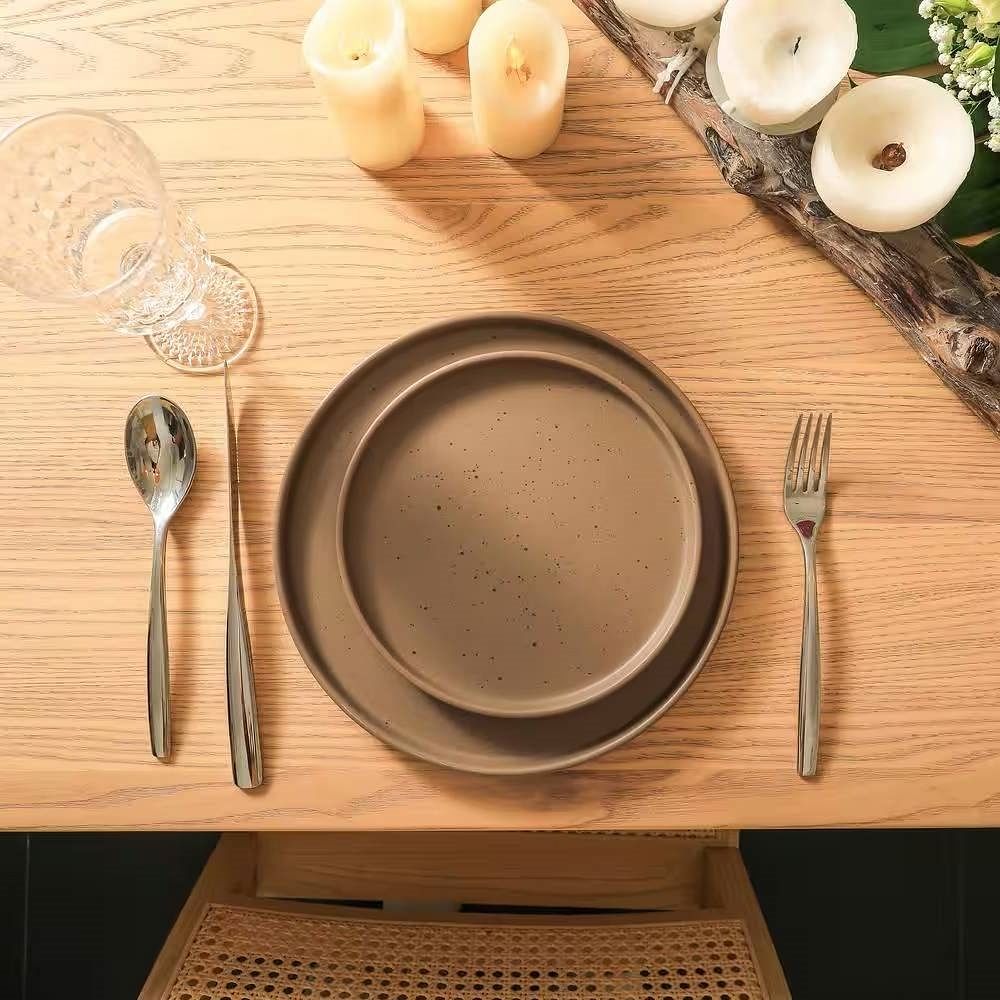 16-Piece Stoneware Dinnerware Set in Matte Brown - Service for 4 - Free Shipping 