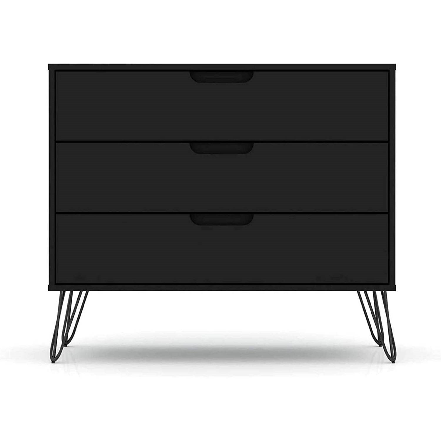 Modern Scandinavian Style Bedroom 3-Drawer Dresser in Black Wood Finish - Free Shipping