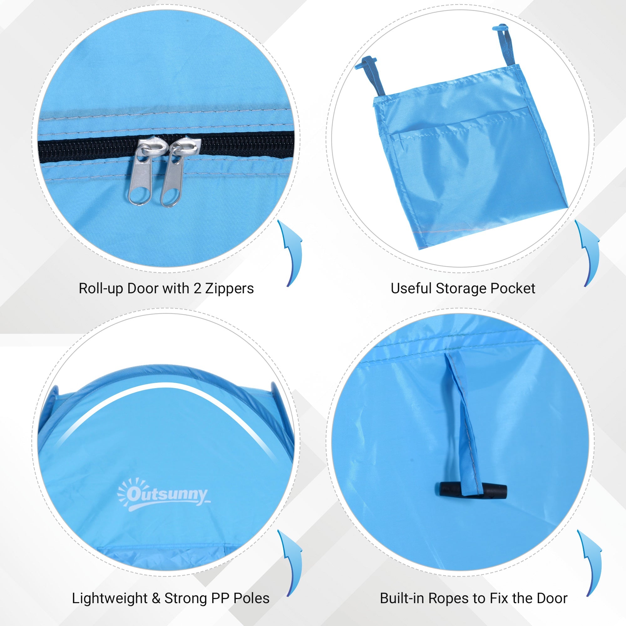 Outsunny Portable Pop Up Shower Tent Blue Dressing Changing Room Privacy Shelter for Camping Outdoor Beach 