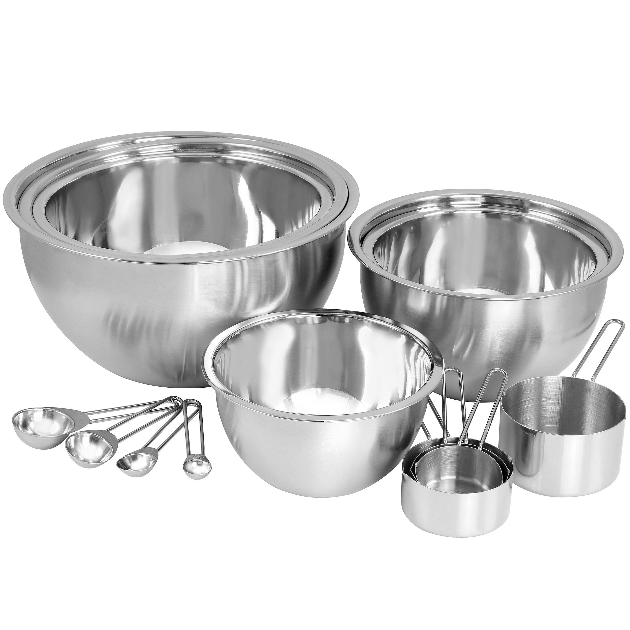 MegaChef 14 Piece Stainless Steel Measuring Cup and Spoon Set with Mixing Bowls - Free Shipping