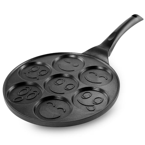 MegaChef Happy Face Emoji 10.5 Inch  Aluminum Nonstick Pancake Maker Pan with Cool Touch Handle - Free Shipping 