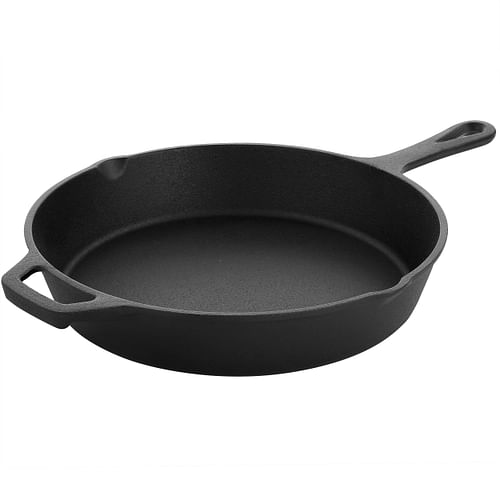 MegaChef 10 Inch Round Preseasoned Cast Iron Frying Pan with Handle in Black - Free Shipping 