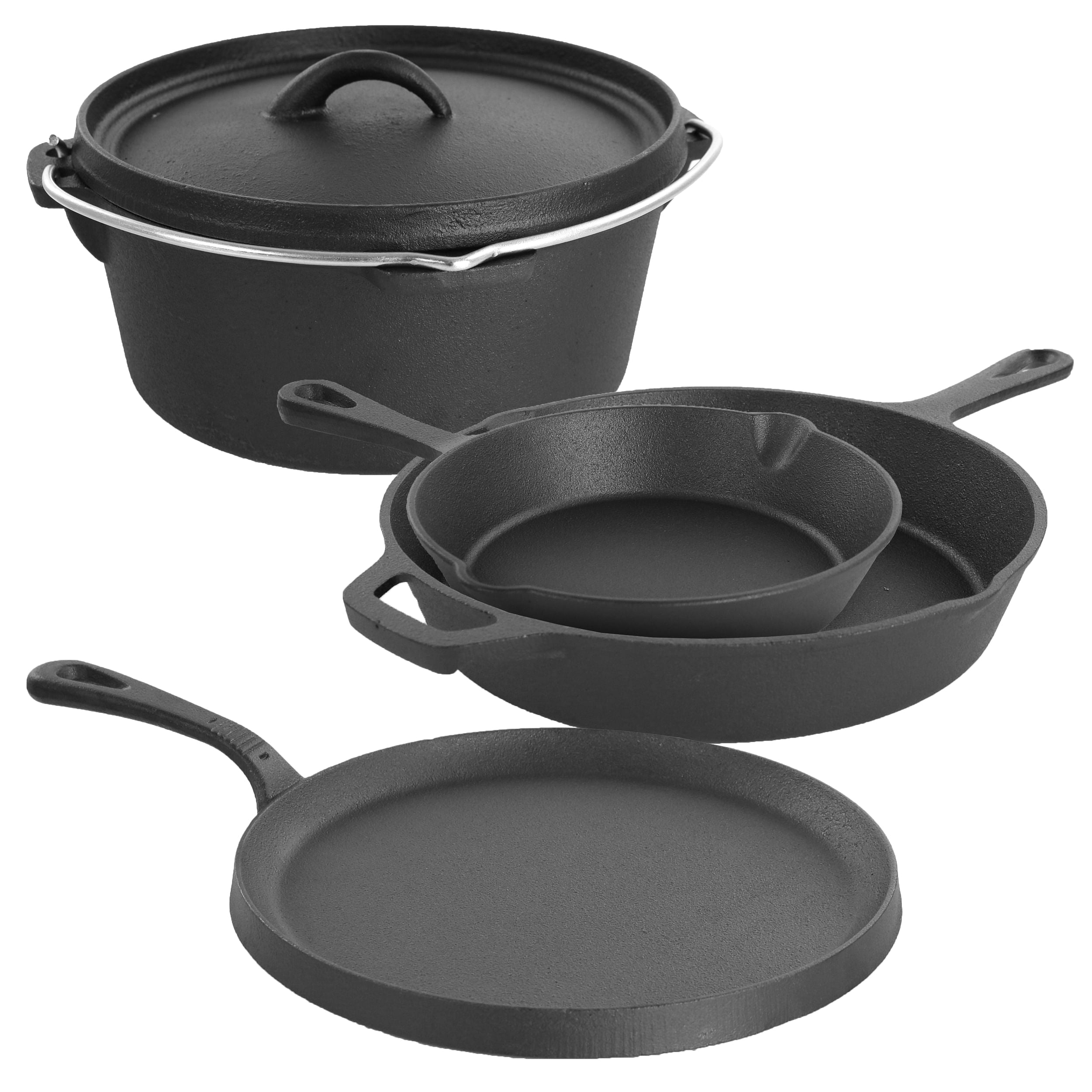 MegaChef Pre-Seasoned Cast Iron 5-Piece Kitchen Cookware Set, Pots and Pans - Free Shipping