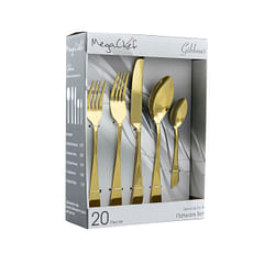 MegaChef Gibbous 20 Piece Flatware Utensil Set, Stainless Steel Silverware Metal Service for 4 in Gold - Free Shipping 