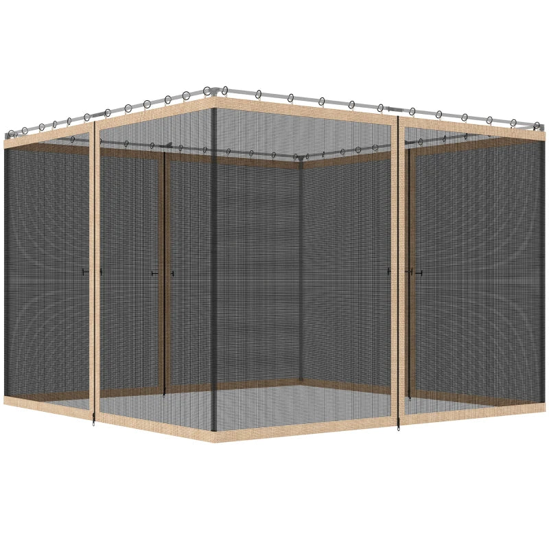 Replacement Mosquito Netting for Gazebo 12' x 12' Black Screen Walls for Canopy with Zippers, Beige