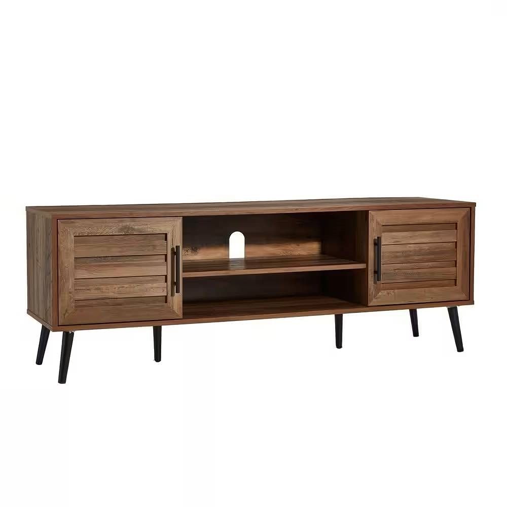 Modern Rustic Wood Finish TV Stand with Mid-Century Legs - for TV up to 65-inch - Free Shipping 