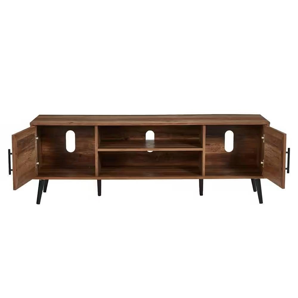 Modern Rustic Wood Finish TV Stand with Mid-Century Legs - for TV up to 65-inch - Free Shipping 