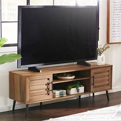 Modern Rustic Wood Finish TV Stand with Mid-Century Legs - for TV up to 65-inch - Free Shipping 