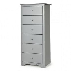 Modern Grey 6 Drawer Tall Wood Dresser Chest - Free Shipping 