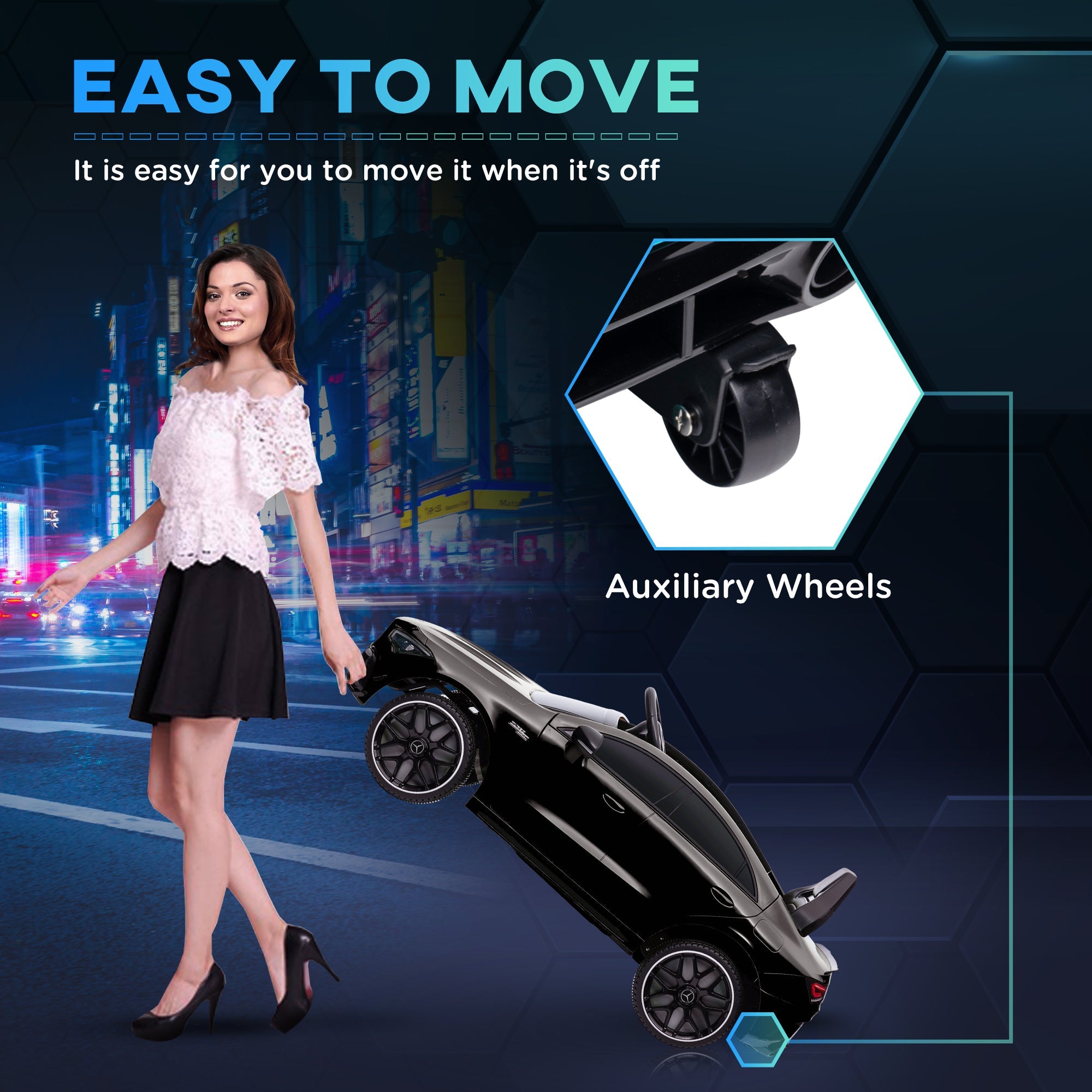 Qaba Mercedes-AMG Licensed 12V Ride on Car, Kids Electric Car with Remote Control, Spring Suspension, LED Lights, Black 