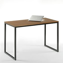 Modern Home Office Desk with Black Metal Frame and Brown Wood Top - Free Shipping 