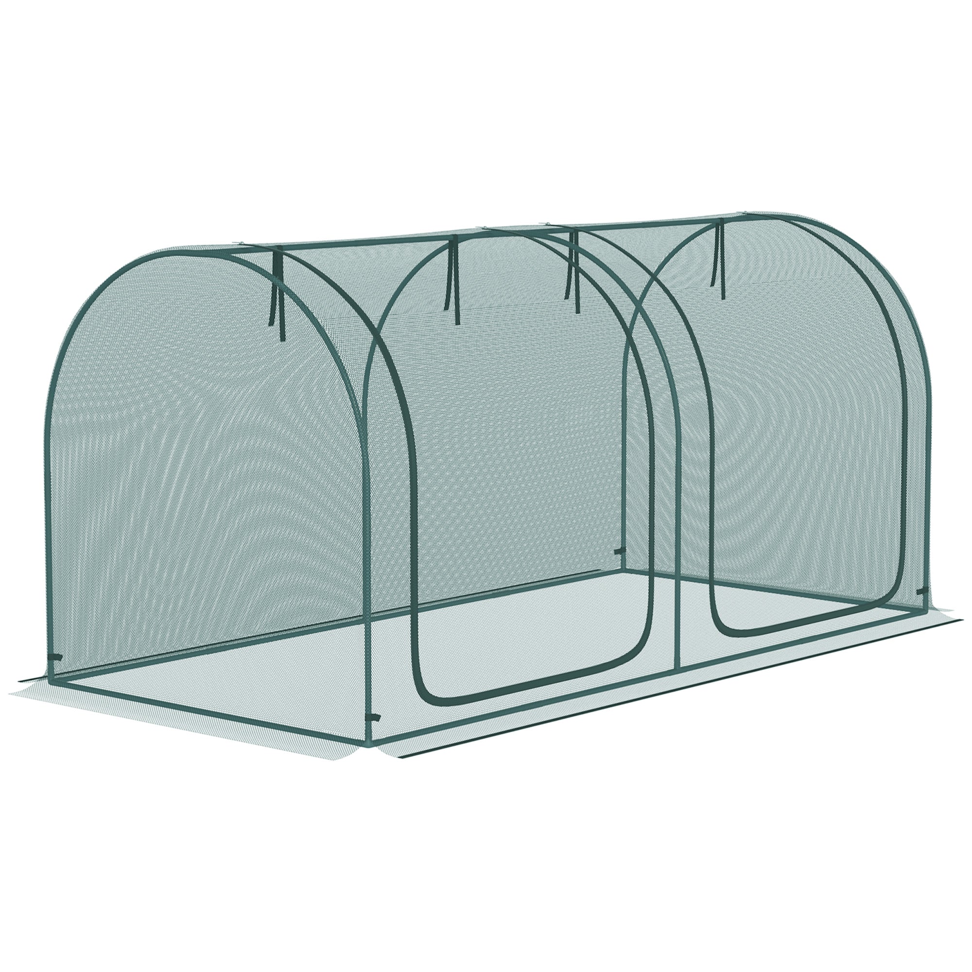 Outsunny 8 x 4ft Hoop House, Insect-Proof Zippered Tent with Reinforced Stakes for Veggies & Flowers, Green 