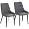HOMCOM Mid-Century Dining Chair Pair: Grey PU Leather Padded Seats, Metal Legs, Modern for Kitchen Home Office