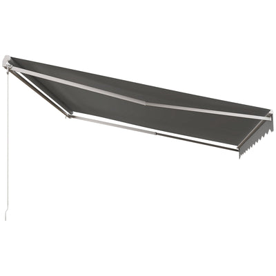 Outsunny 10' x 13' Electric Retractable Awning Sun Shade Shelter w/ Remote Controller for Deck Balcony Yard, Light Grey 