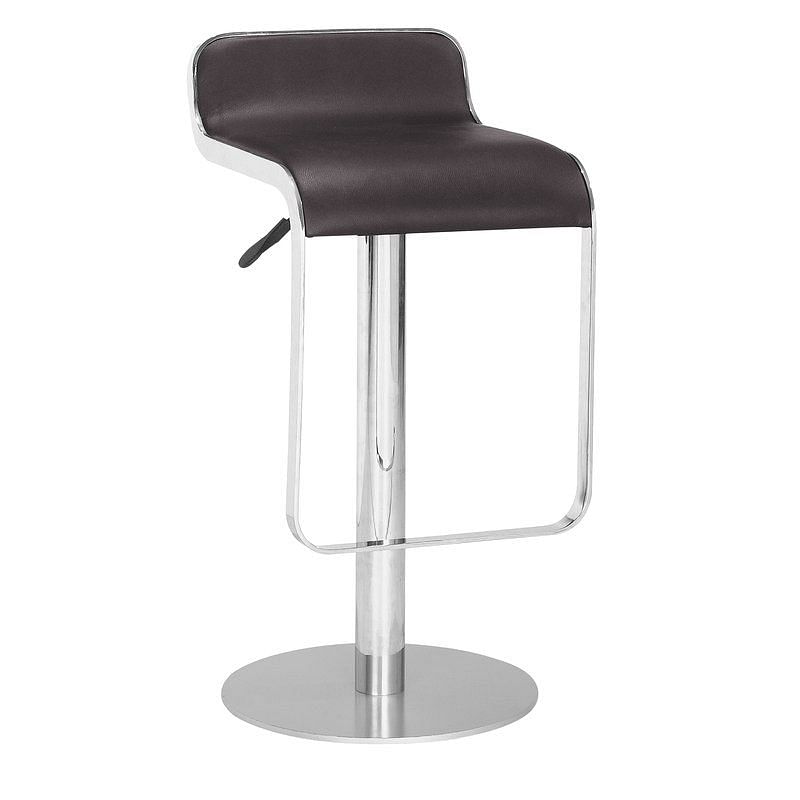 Modern Bar Stool with Espresso Brown Faux Leather Swivel Seat - Free Shipping