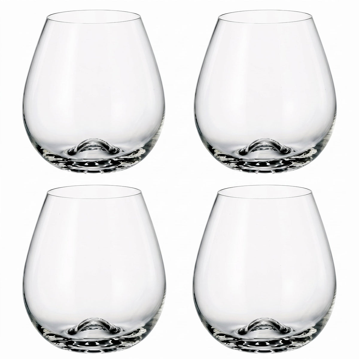 Stemless Wine Glasses, Set of 4, 565 ml (19.1 oz) Burgundy Balloon