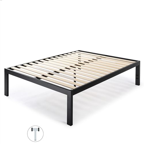 Full size 18 Inch Easy Assemble Metal Platform Bed Frame Wooden Slats - Free Shipping