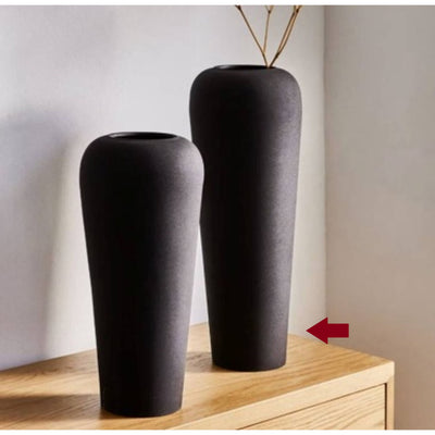 Tall Metal Black Round Vase, Large 
