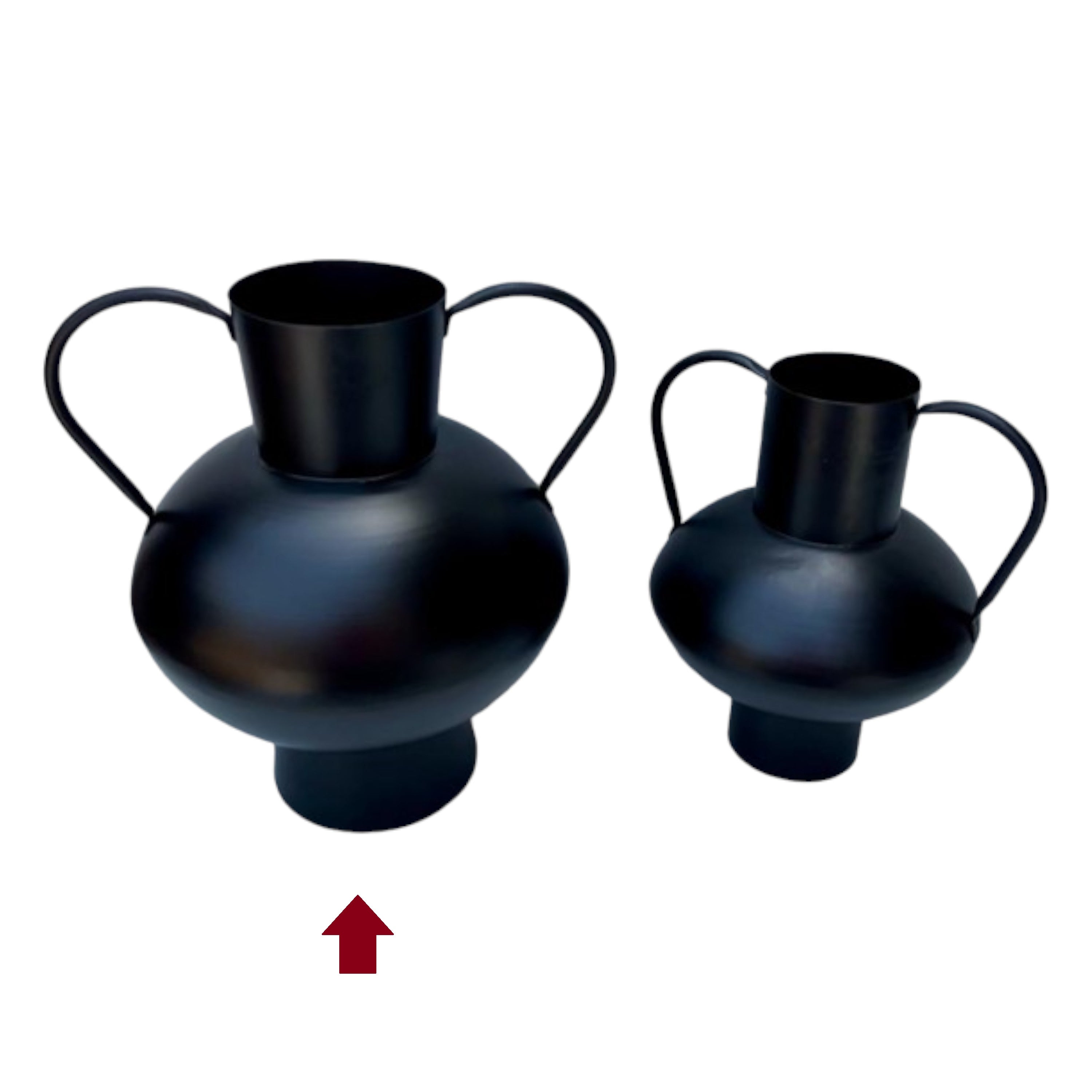 Metal Black Double Handles Urn Vase, Large 