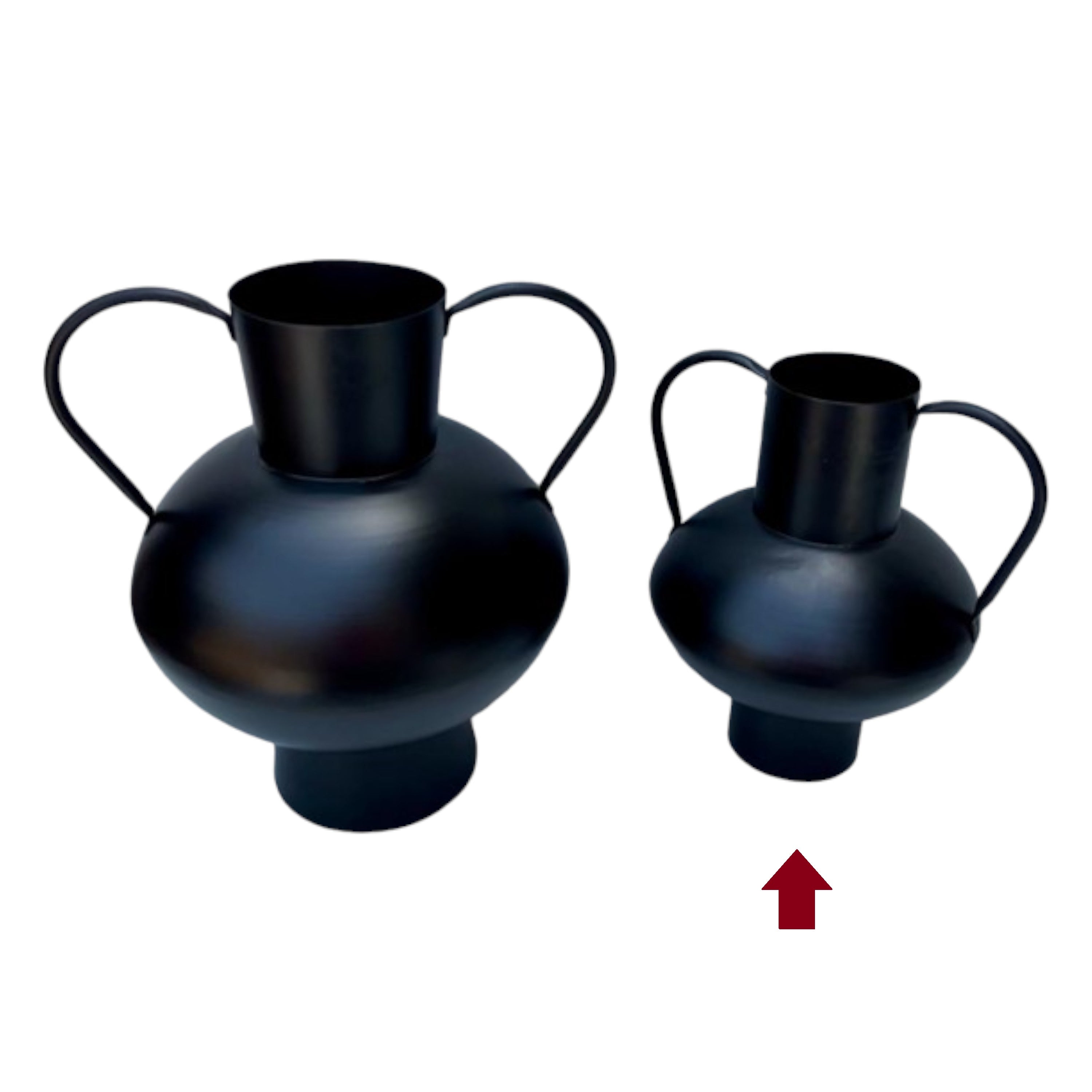 Metal Black Double Handles Urn Vase, Small 