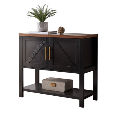 Modern 2 Drawer Wooden Storage Console Table Black/Walnut - Free Shipping 