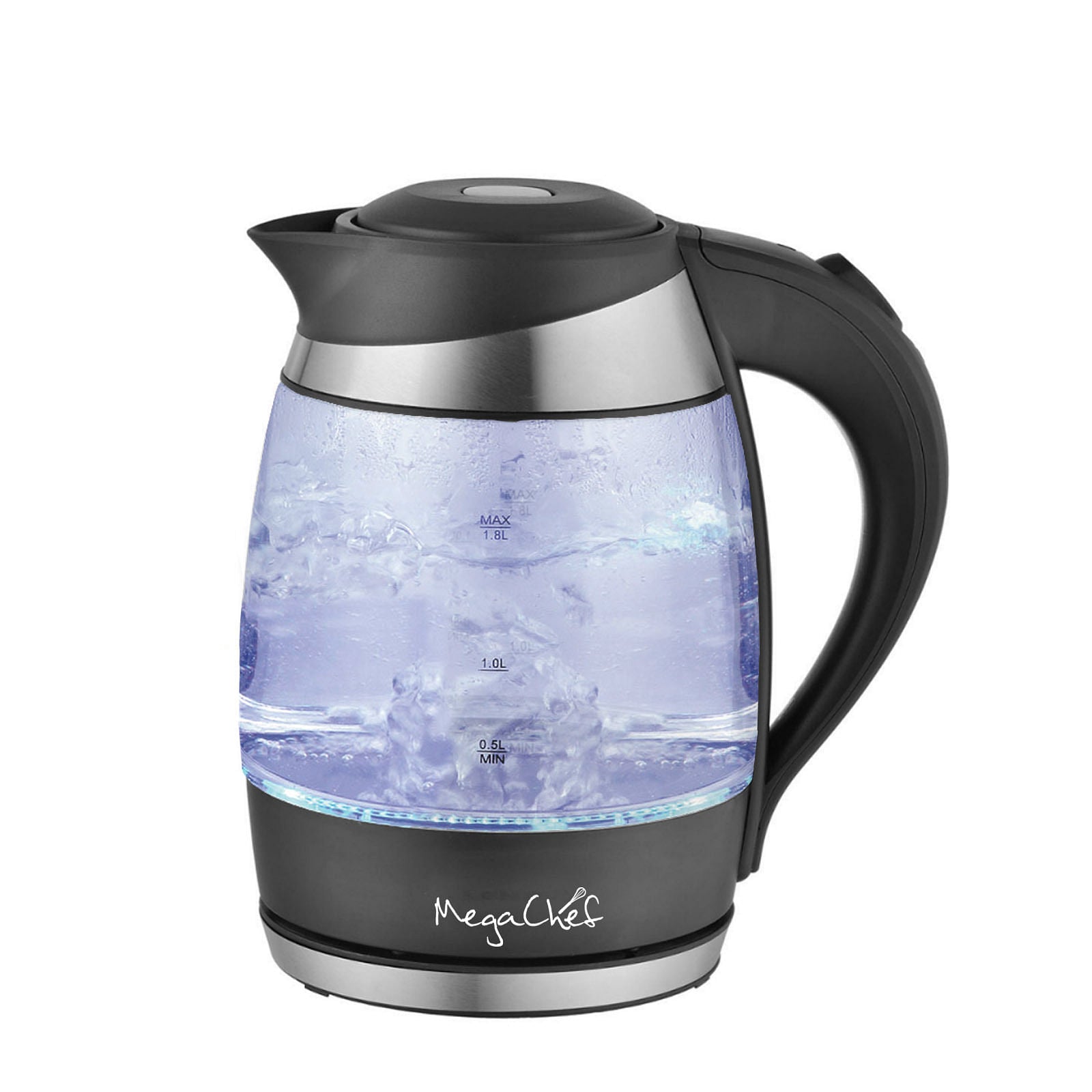 MegaChef 1.8Lt. Glass and Stainless Steel Electric Tea Kettle - Free Shipping