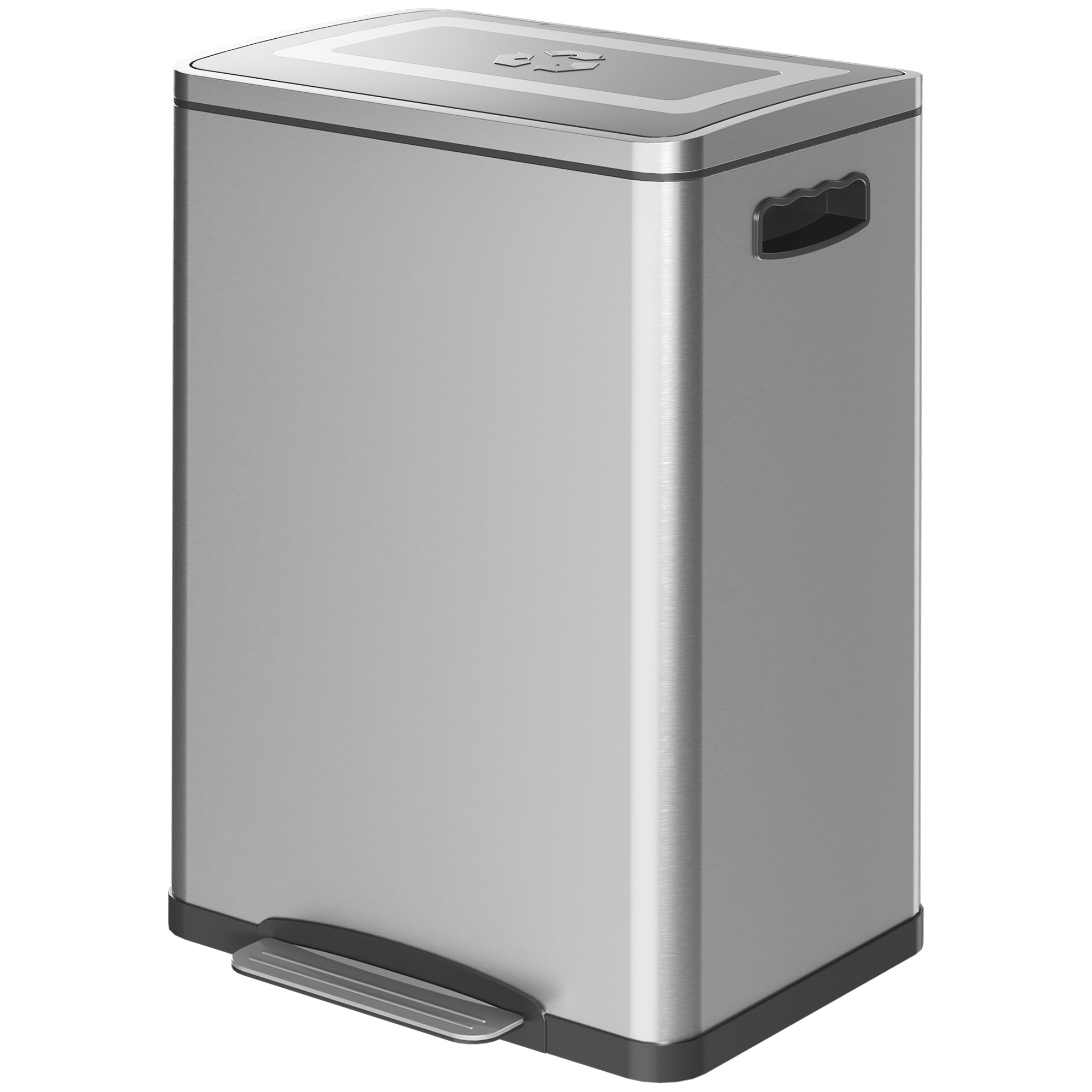 HOMCOM 2 x 5.3 Gallon (2 x 20L) Garbage Bin, Stainless Steel Garbage Can with Soft-Close Lid and Removable Inner Buckets 