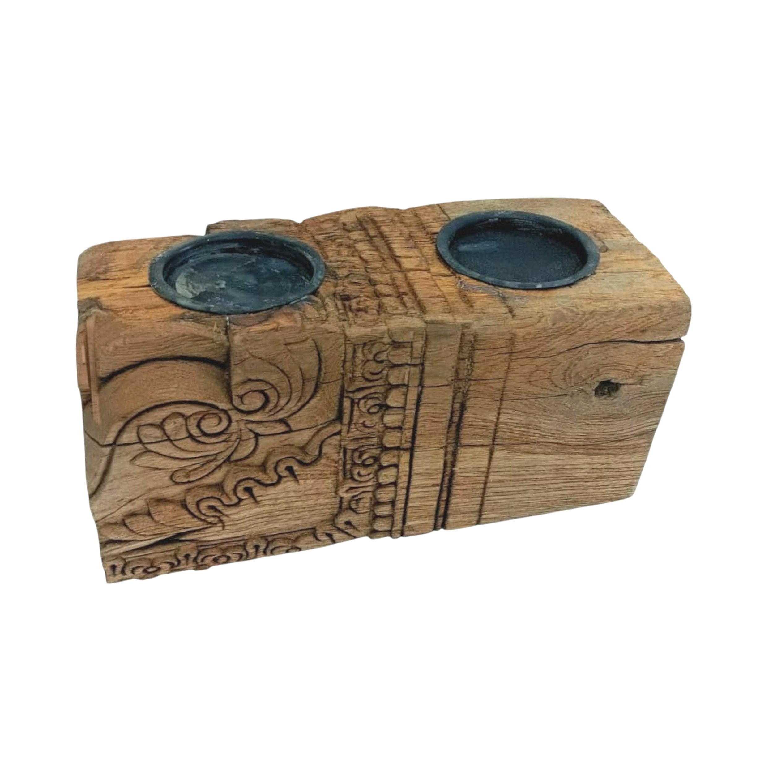 Old Wooden Bases Candle Stand, 10-12 Inch, **Assorted, Size 