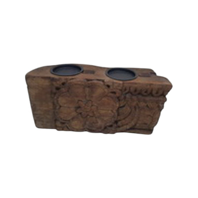 Old Wooden Bases Candle Stand, 10-12 Inch, **Assorted, Size 
