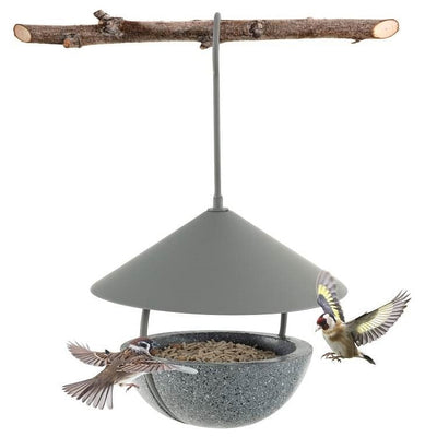 Small Hanging Bird Feeder with Metal Cone Rain Protector Top - Free Shipping 