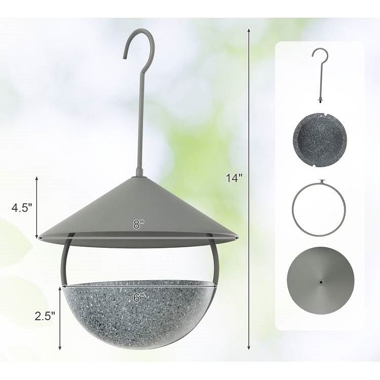 Small Hanging Bird Feeder with Metal Cone Rain Protector Top - Free Shipping