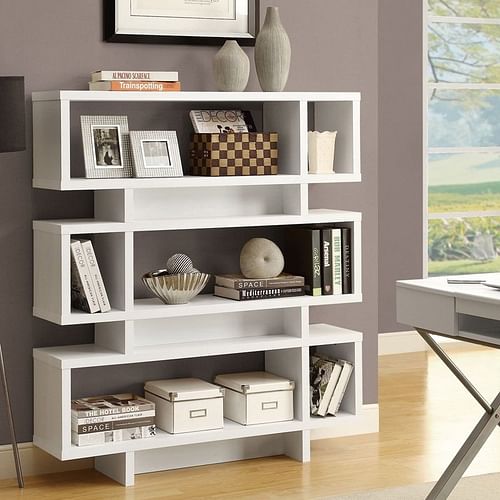 White Modern Bookcase Bookshelf for Living Room Office or Bedroom - Free Shipping 