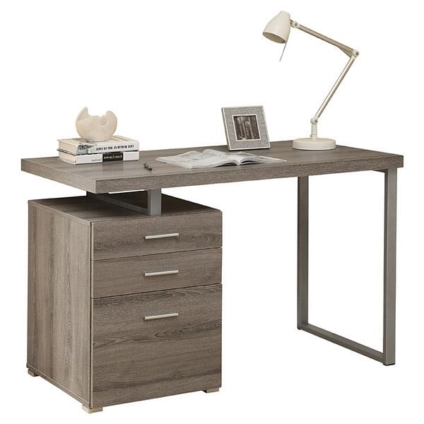 Modern Home Office Laptop Computer Desk in Dark Taupe Wood Finish - Free Shipping 