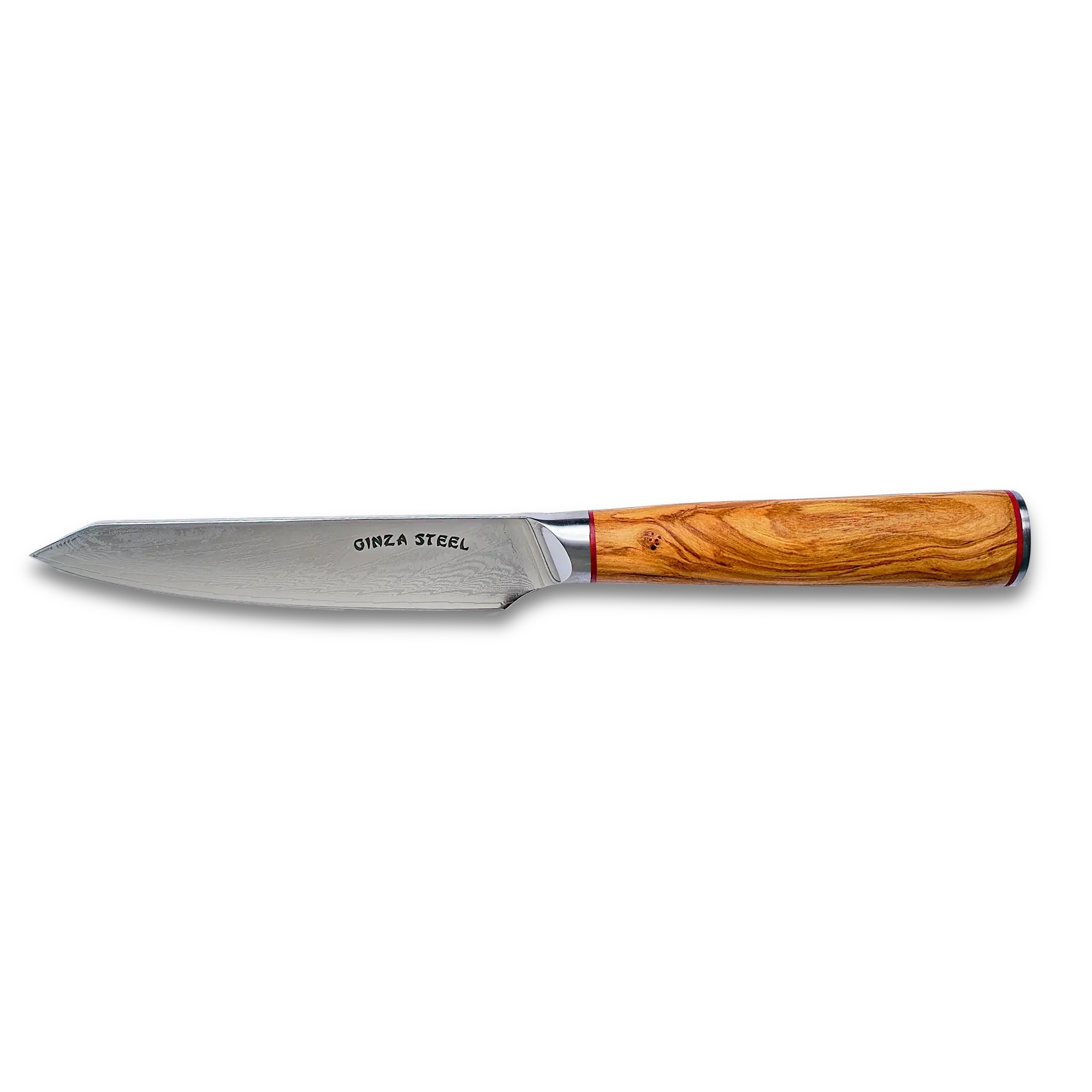 Ginza Steel MIA 12 Utility Knife 5” – Damascus AUS10, 67-Layer, Olive Wood Handle 