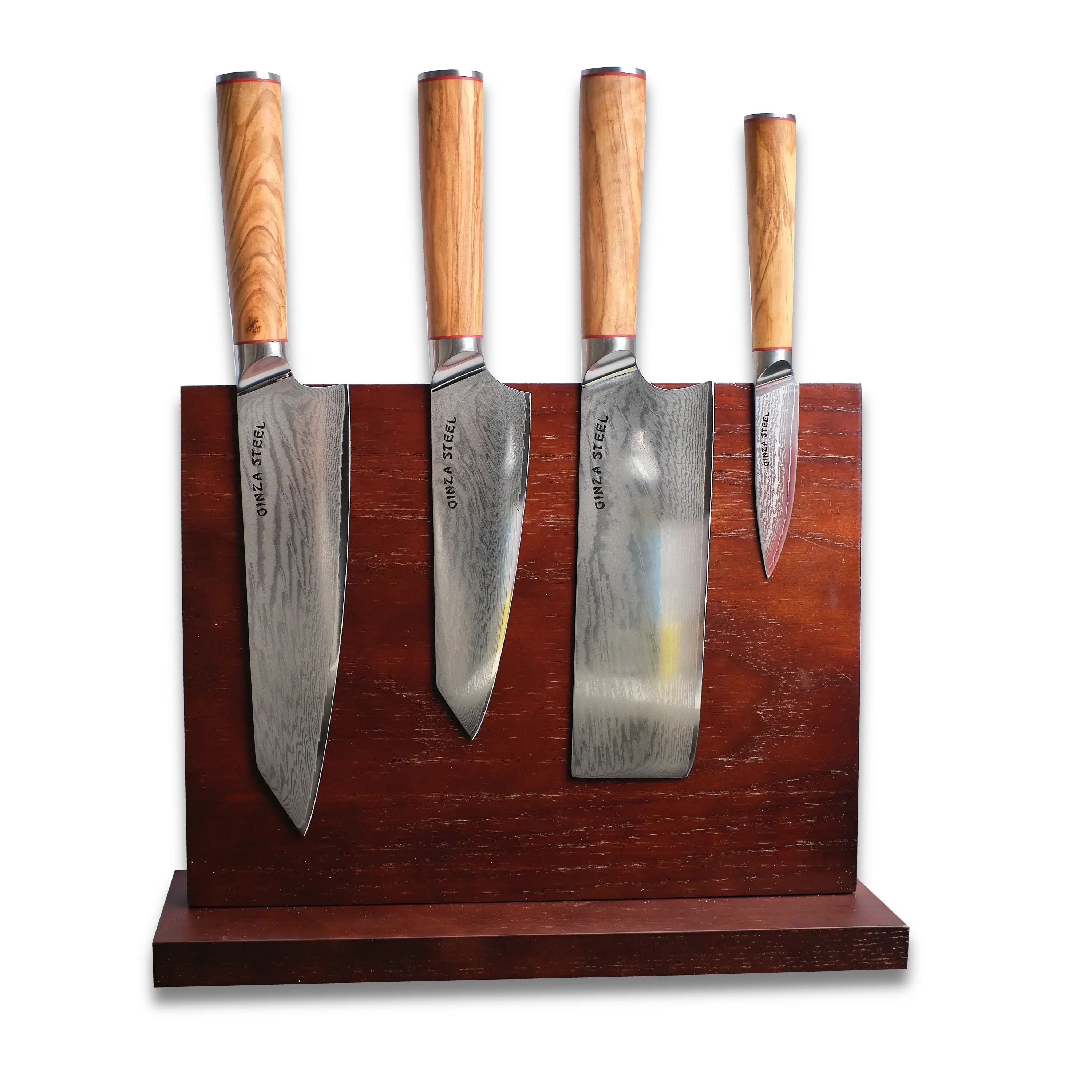 Ginza Steel KC Series MIA FIVE – 5-Piece Essential Knife Set with Magnetic Wood Block 
