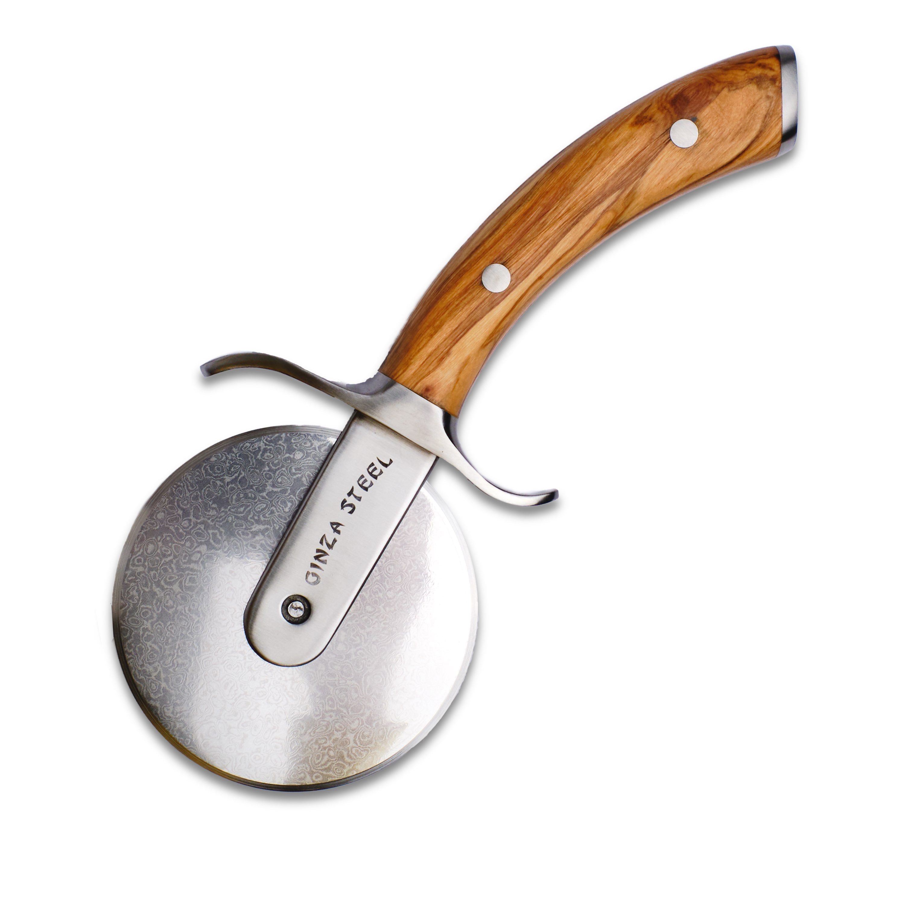 Ginza Steel MIA Pizza Slicer – Stainless Blade with Olive Wood Handle 