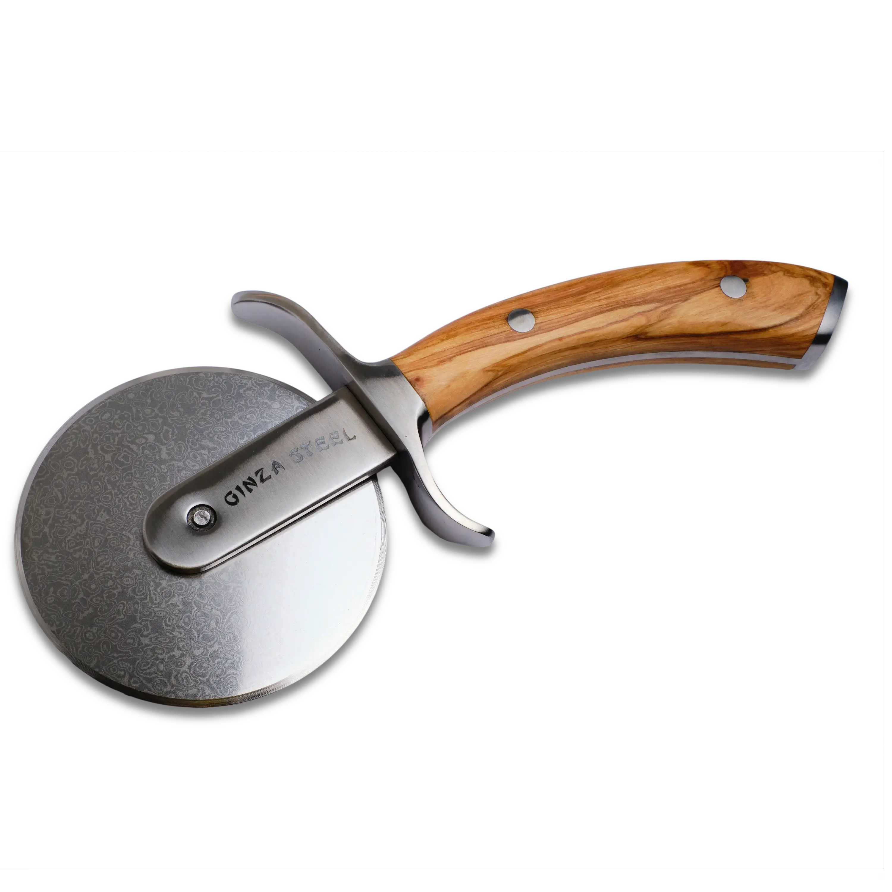 Ginza Steel MIA Pizza Slicer – Stainless Blade with Olive Wood Handle 