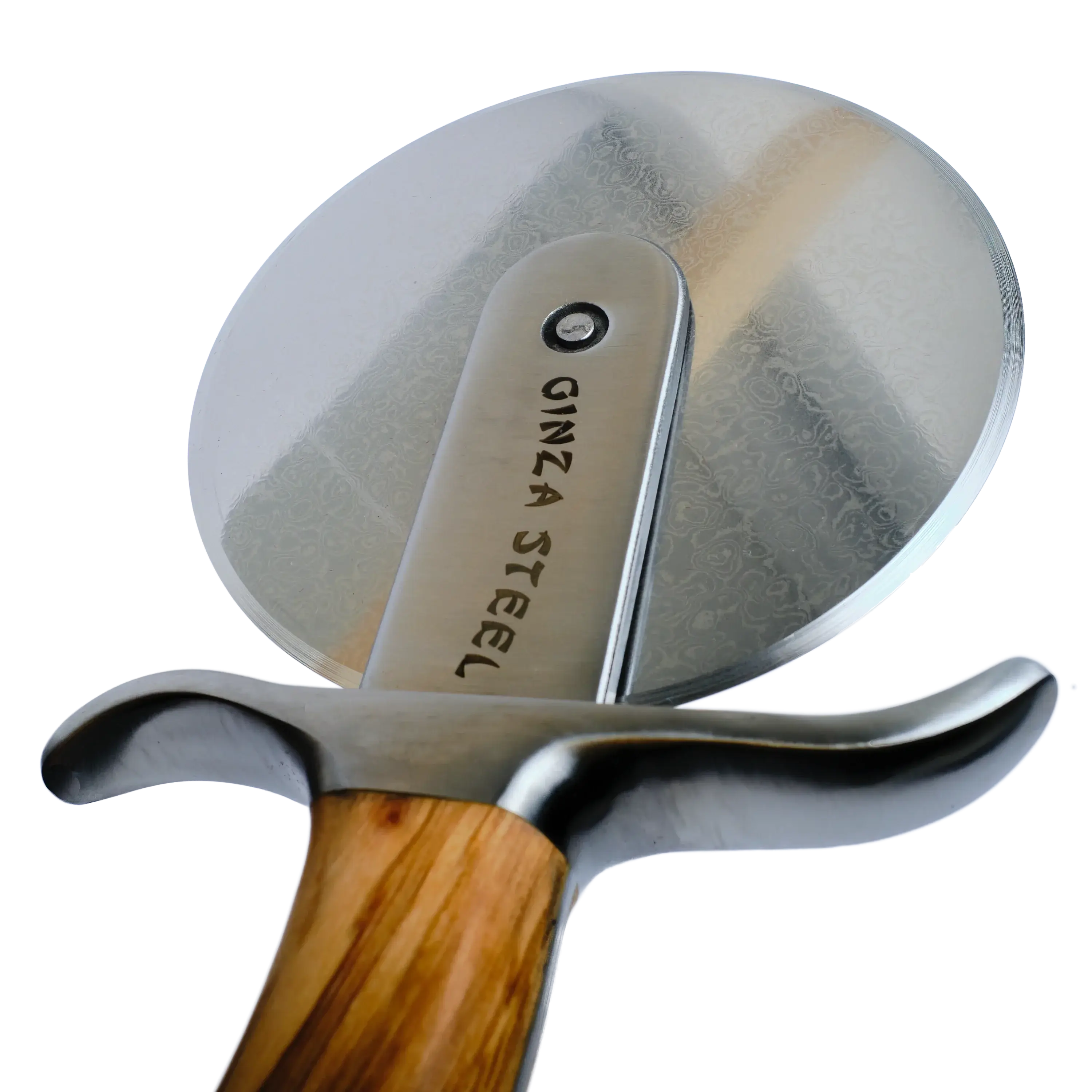 Ginza Steel MIA Pizza Slicer – Stainless Blade with Olive Wood Handle 