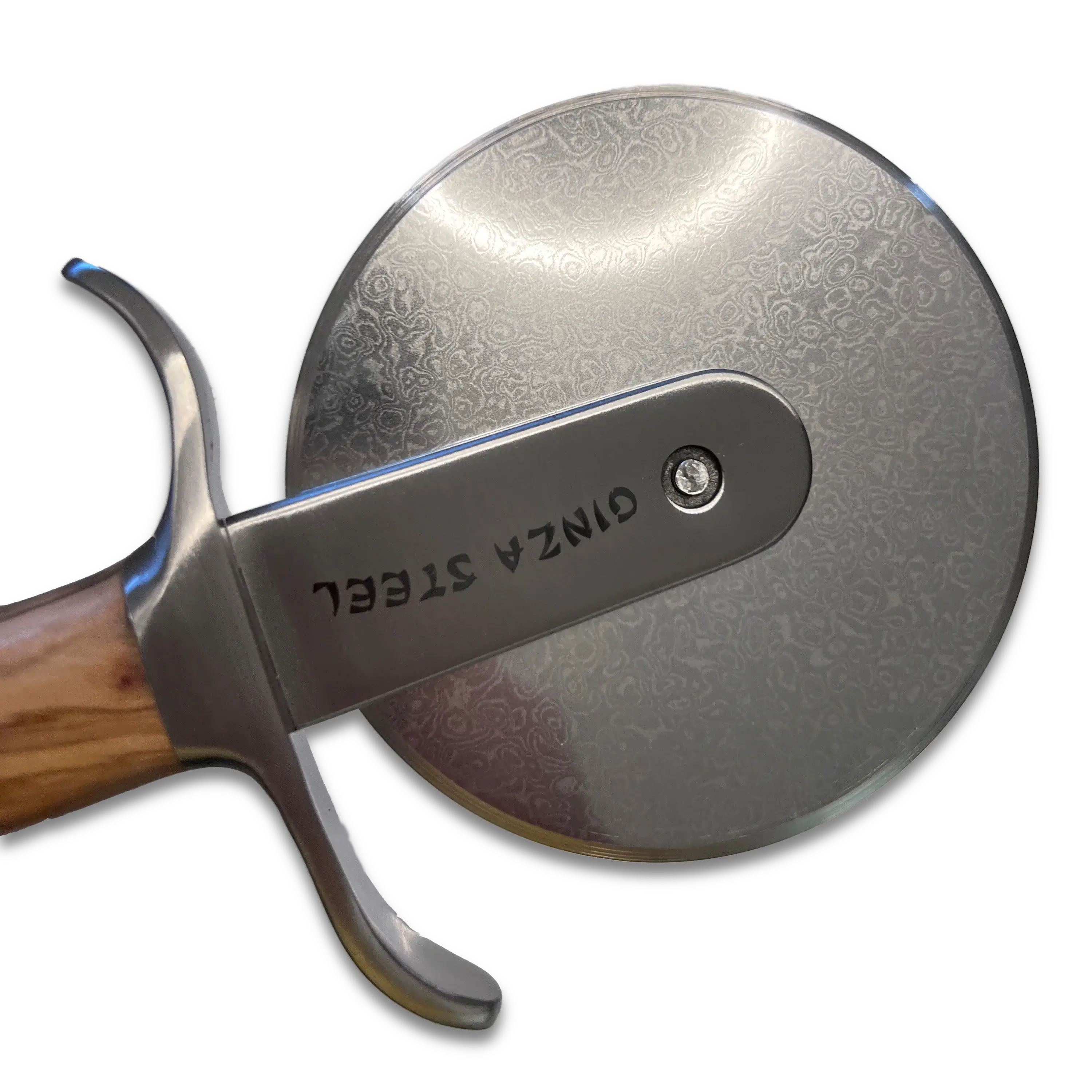 Ginza Steel MIA Pizza Slicer – Stainless Blade with Olive Wood Handle 