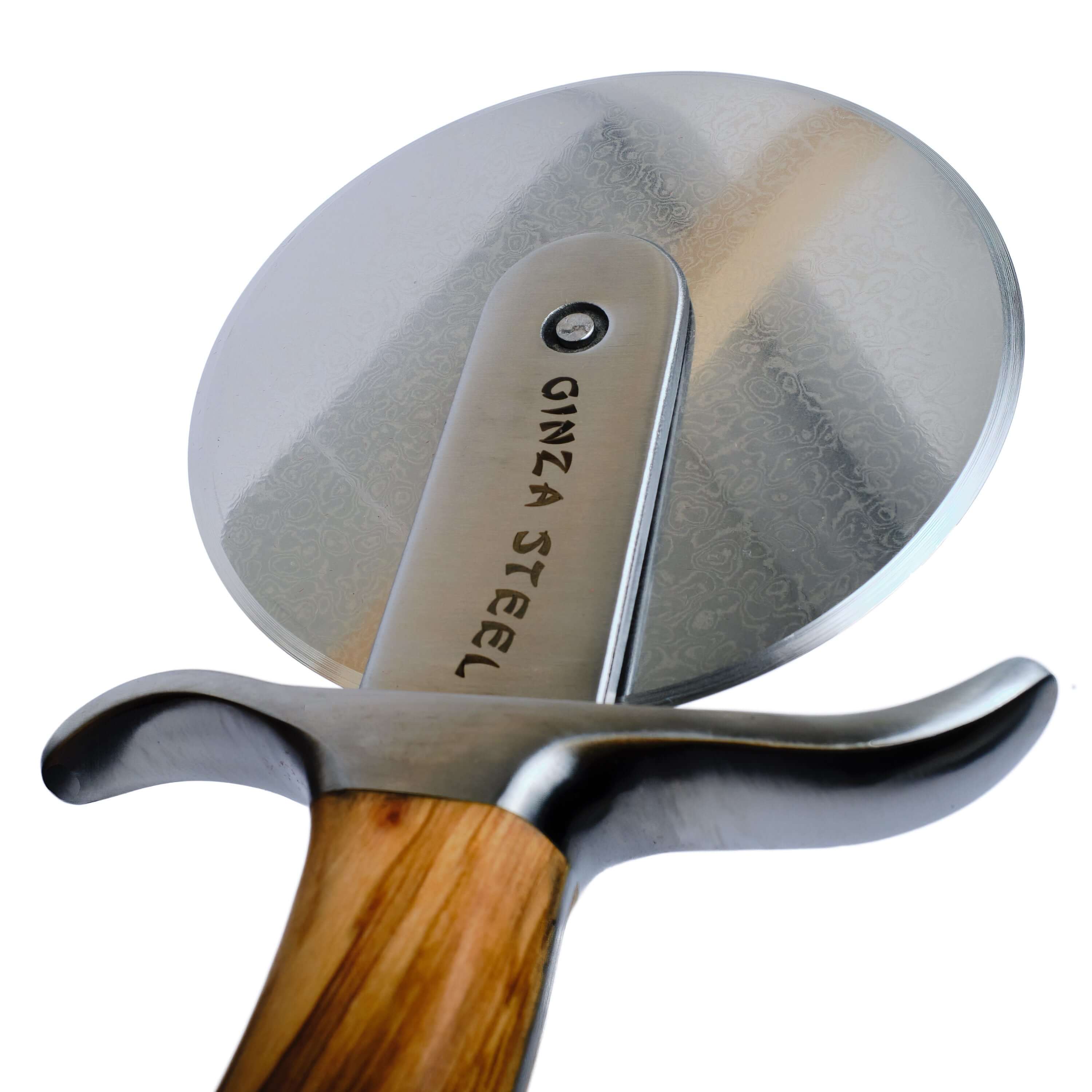 Ginza Steel MIA Pizza Slicer – Stainless Blade with Olive Wood Handle 