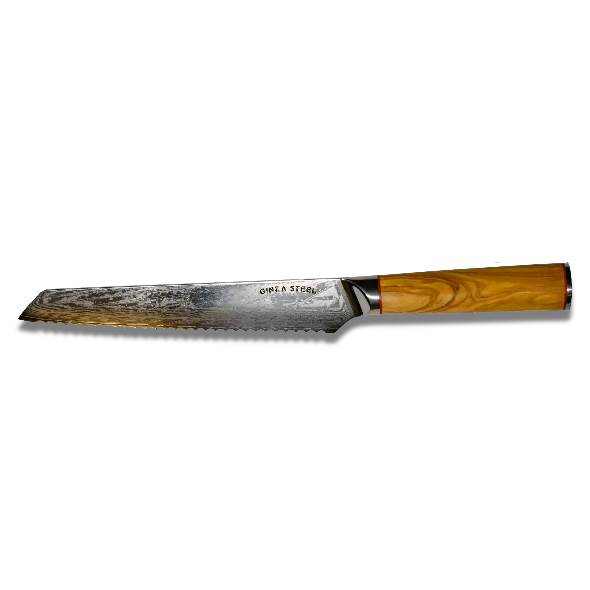 MIA Z | BREAD KNIFE 8" Damascus AUS10 Steel 67 Layer / Olive Wood handle 