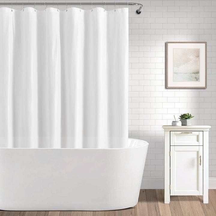 71-inch White Polyester Mildew Resistant Shower Curtain Liner - Free Shipping