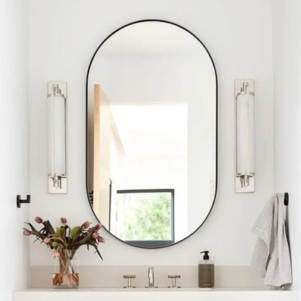 Vera 24" x 32" Oval Vanity Mirror with Metal Frame