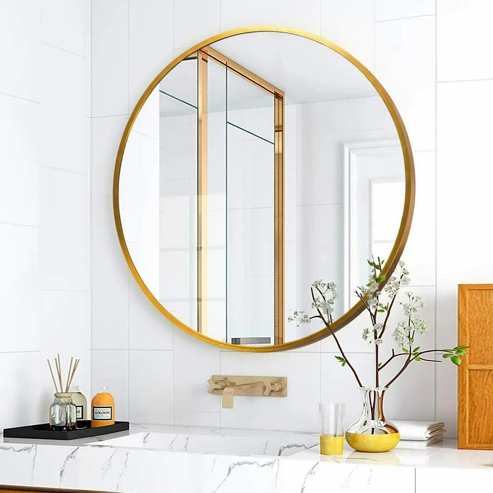 Vera 28" x 28" Round Vanity Mirror with Stainless Steel Frame