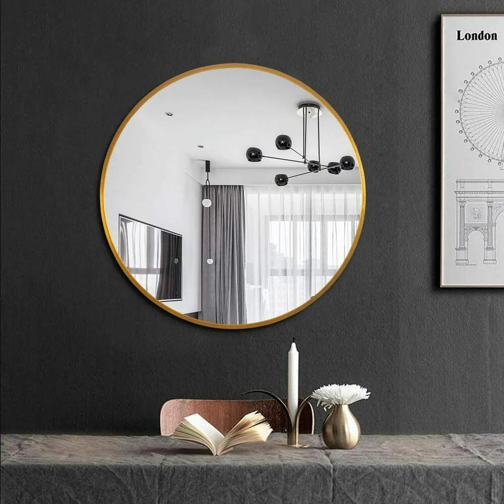 Vera 28" x 28" Round Vanity Mirror with Stainless Steel Frame