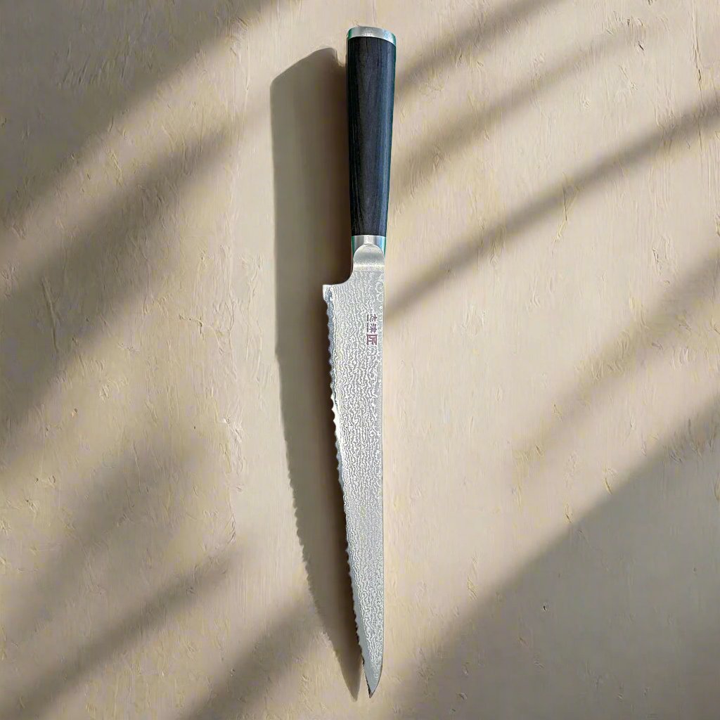 Miyako SUS 240mm Bread Slicer | 33 Layer Damascus Steel Blade  – Made in Japan 