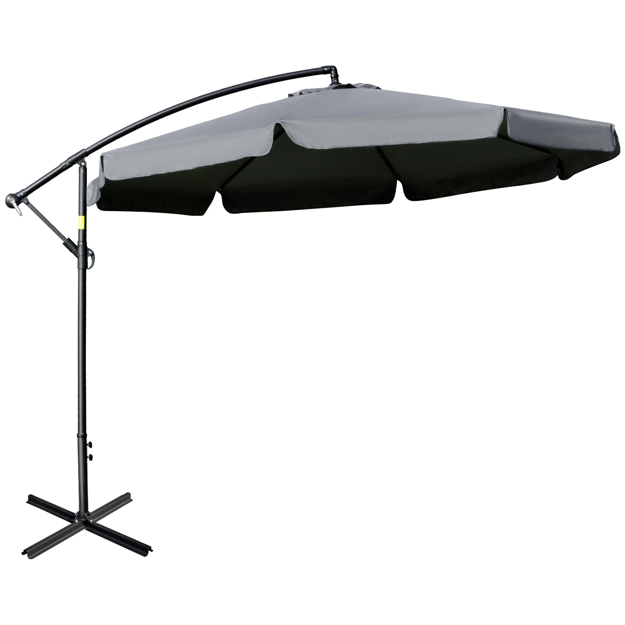 Outsunny Offset Patio Umbrella 11FT Cantilever Outdoor Umbrella with Easy Tilt Cross Base & 8 Ribs Dark Grey 